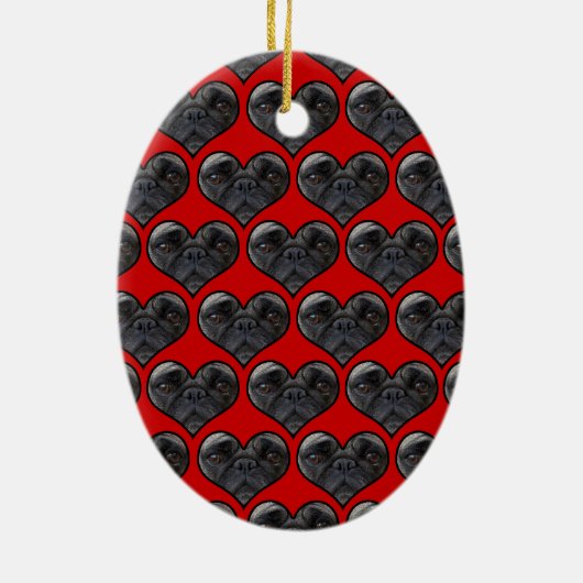 Pug Hearts Keramisch Ornament (Achterkant)