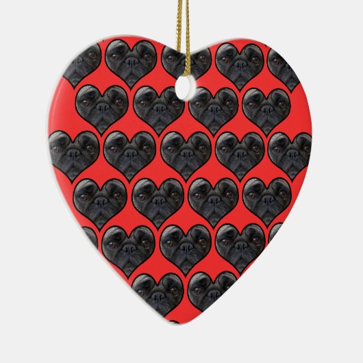 Pug Hearts Keramisch Ornament (Rechts)