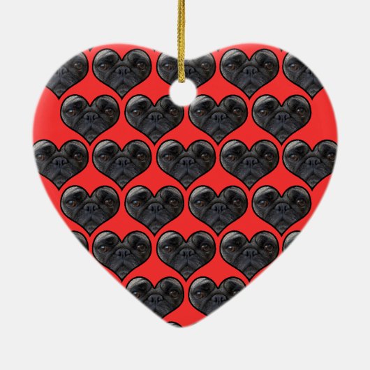Pug Hearts Keramisch Ornament (Achterkant)