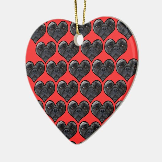 Pug Hearts Keramisch Ornament (Links)