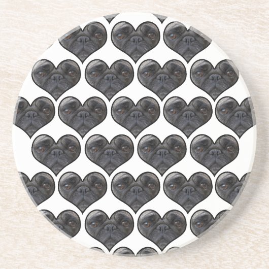 Pug Hearts Zandsteen Onderzetter (Voorkant)