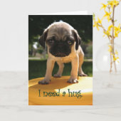 Pug heeft een knuffel nodig kaart (Gele Bloem)