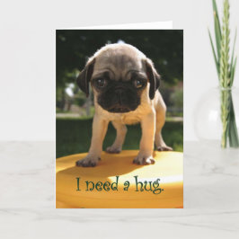 Pug heeft een knuffel nodig kaart