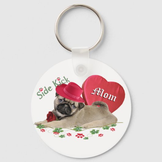 Pug heeft hartgeschenken sleutelhanger (Voorkant)