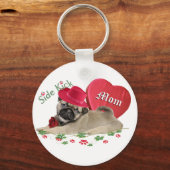 Pug heeft hartgeschenken sleutelhanger (Voorkant)