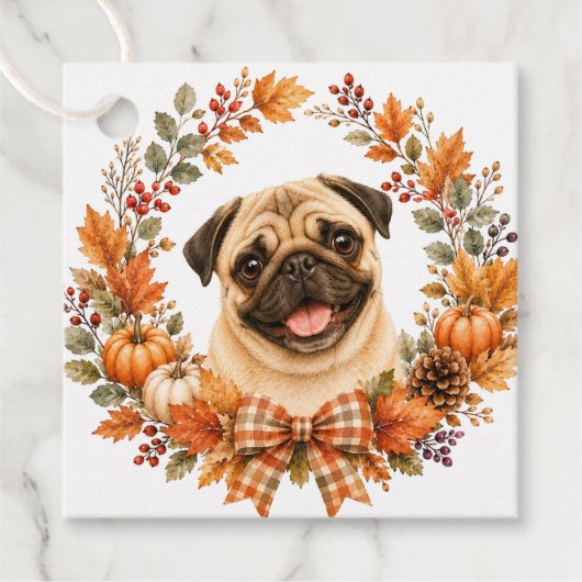 Pug Herbstekrans Bedankjes Labels (Voorkant)