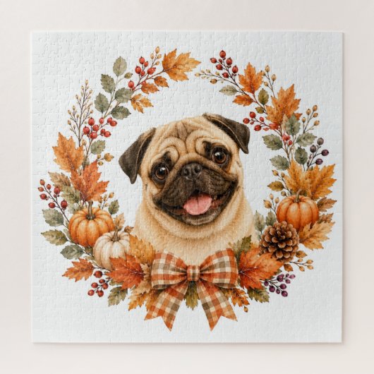 Pug Herbstekrans Legpuzzel (Verticaal)