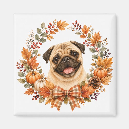 Pug Herbstekrans Magneet (Voorkant)