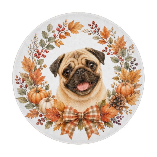 Pug Herbstekrans Snijplank (Voorkant)