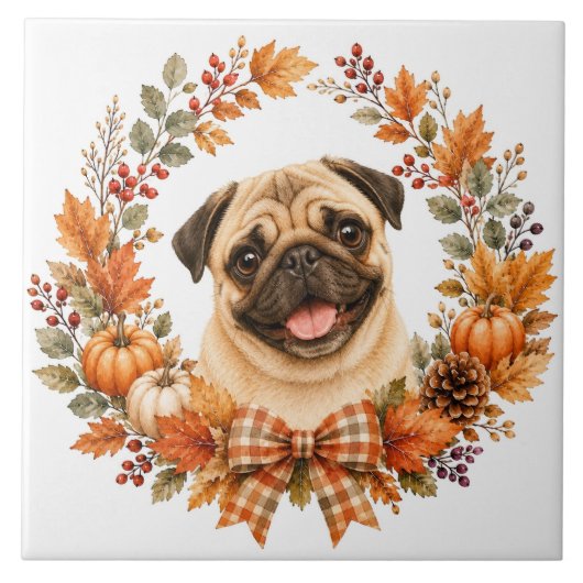 Pug Herbstekrans Tegeltje (Voorkant)
