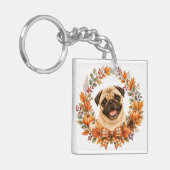 Pug Herbstengroen Sleutelhanger (Voorkant Links)