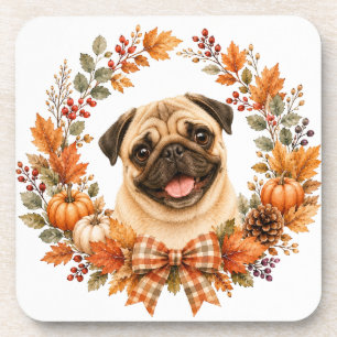 Pug Herfstkrans Onderzetter