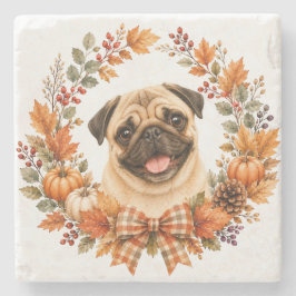 Pug Herfstkrans Onderzetter