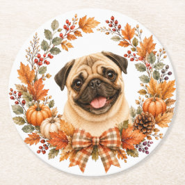Pug Herfstkrans Onderzetter