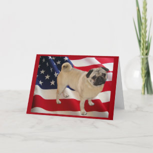 Pug het Amerikaanse Wenskaart van de Vlag Kaart
