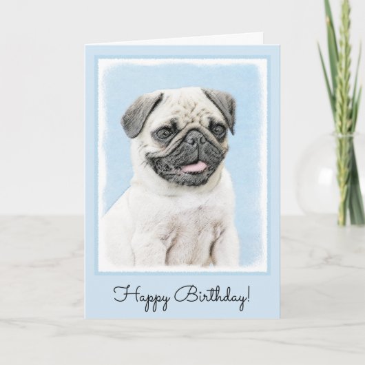 Pug het Schilderen - het Leuke Originele Art. van Kaart (Voorkant)