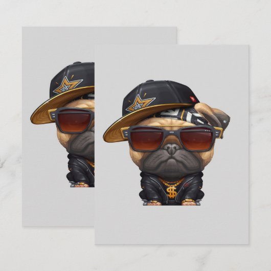 Pug Hip Hop Super Kaart (Voorkant / Achterkant)