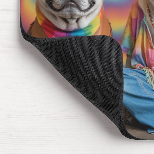 Pug Hippie Mousepad Muismat (Hoek)
