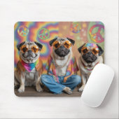 Pug Hippie Mousepad Muismat (Met muis)