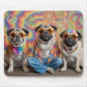 Pug Hippie Mousepad Muismat (Voorkant)