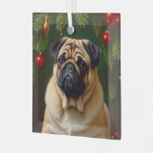 Pug Holiday  Glas Ornament (Voorkant links)