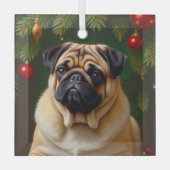 Pug Holiday  Glas Ornament (Voorkant)