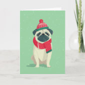 Pug Holiday Greeting Kaart (Voorkant)