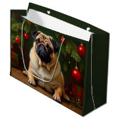 Pug Holiday Groot Cadeauzakje (Voorkant Gekanteld)