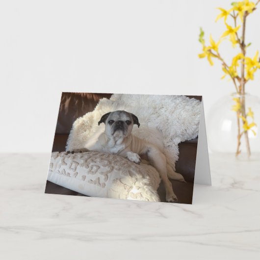 Pug Holiday Kaart | Lily the Pug (Gele Bloem)