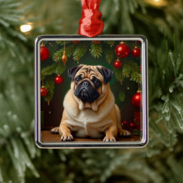 Pug Holiday Metalen Ornament