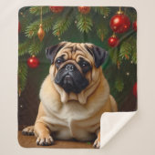Pug Holiday Sherpa Deken (Voorkant)
