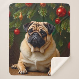 Pug Holiday Sherpa Deken