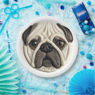 Pug Hond 3D Geïnspireerd Papieren Bordje