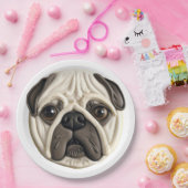 Pug Hond 3D Geïnspireerd  Papieren Bordje (Feest)