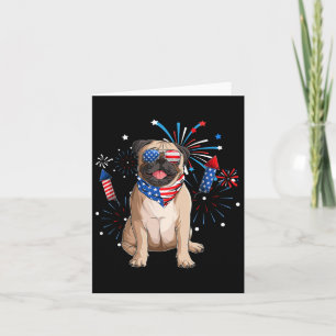 Pug Hond Amerikaanse Vlag 4 juli Mannen Vrouwen Lo Kaart