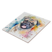 Pug Hond Aquarel Tegeltje (Zijkant)
