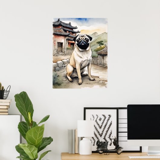 Pug - Hond Art Print (Thuiskantoor)