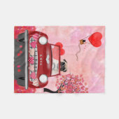 Pug Hond Auto met Hartjes Valentijnsdag Fleece Deken (Voorkant (Horizontaal))