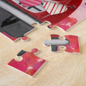 Pug Hond Auto met Hartjes Valentijnsdag   Legpuzzel (Zijkant)