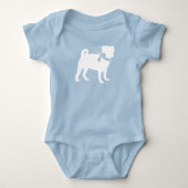 Pug Hond Baby Shower Jongen Blauw met Strik Romper (Voorkant)