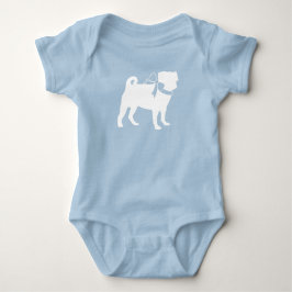 Pug Hond Baby Shower Jongen Blauw met Strik Romper