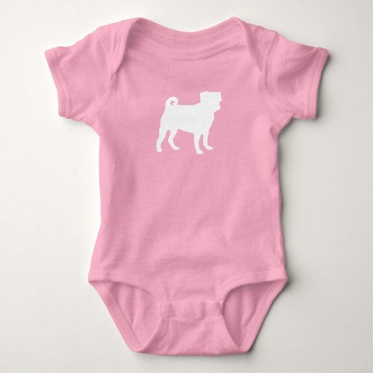 Pug Hond Baby Shower Roze Puppemeisje Romper (Voorkant)