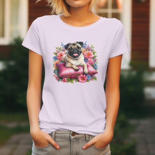 Pug Hond & Bloemen T-shirt