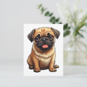 Pug hond briefkaart (Staand voorkant)