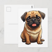 Pug hond briefkaart (Voorkant / Achterkant)