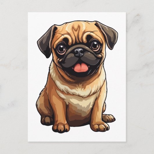 Pug hond briefkaart (Voorkant)