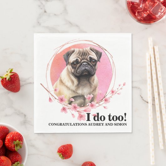 Pug Hond bruiloft servetten met honden Foto (Insitu)
