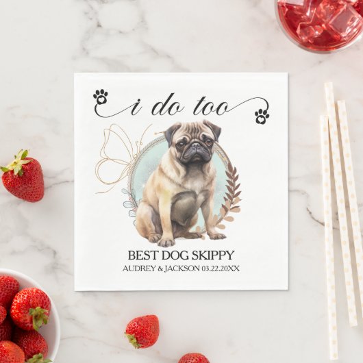 Pug Hond bruiloft servetten met honden Foto (Insitu)