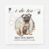 Pug Hond bruiloft servetten met honden Foto (Voorkant)
