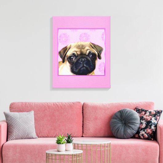 Pug hond canvas afdruk (Insitu (Woonkamer))